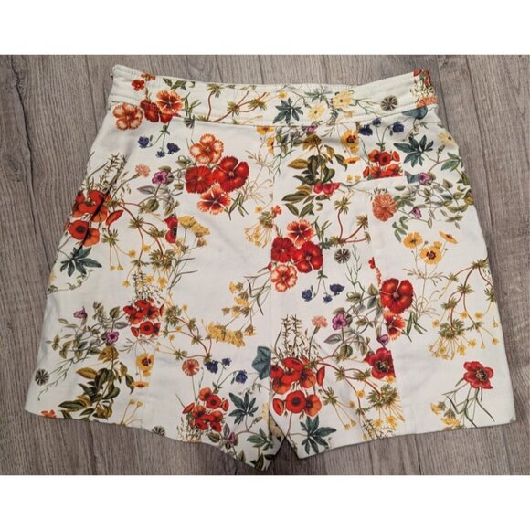 ZARA Short Women's S Floral High Rise Flat Front Classic - Picture 2 of 11
